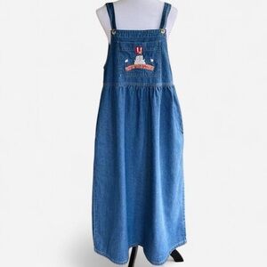 Haik’s Denim 90s Vintage Embroidered Uncle Sam God Bless America Jumper Dress